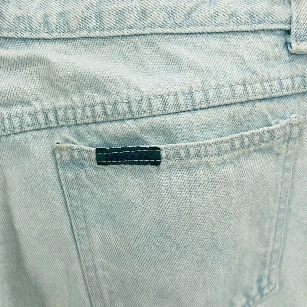 Sasson vintage balloon Denim Mom Jeans Wide Leg Crop Ankle High Rise Light Wash